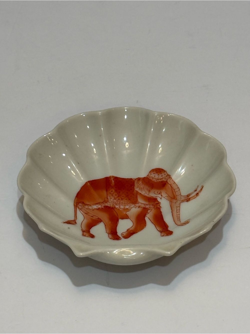 Vintage Neiman Marcus Seashell Shaped Elephant Trinket Dish Made in Hong Kong